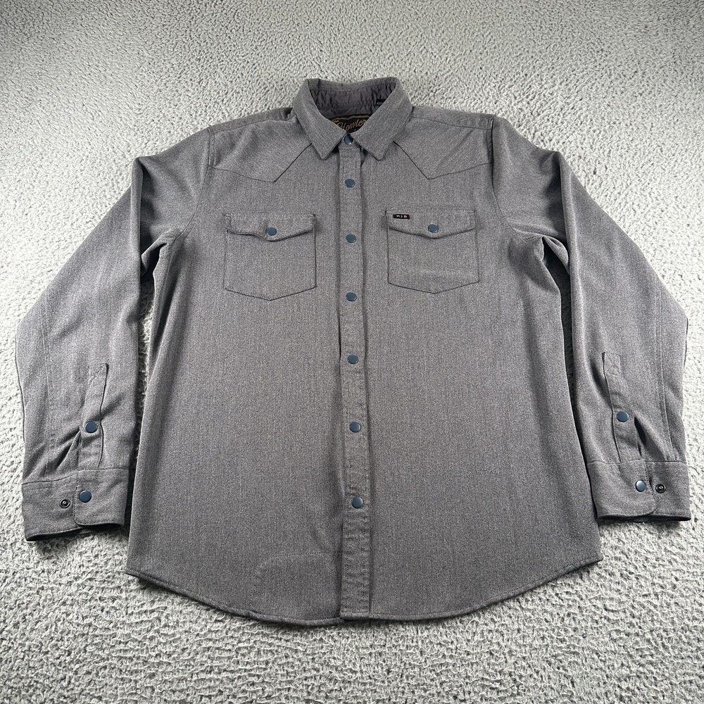 Howler Bros Stockman Shirt Mens M Gray Long Sleeve Western Snap Button Yoke
